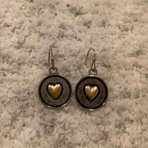 Gold and Silver Toned Heart Dangle Pierced Earrings Valentines Day NWT
